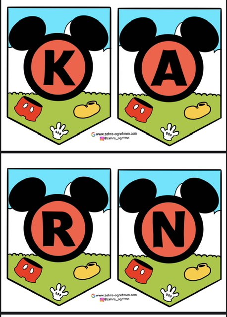 Mickeyli KARNE HATIRASI FLAMA ( Renkli Renksiz)