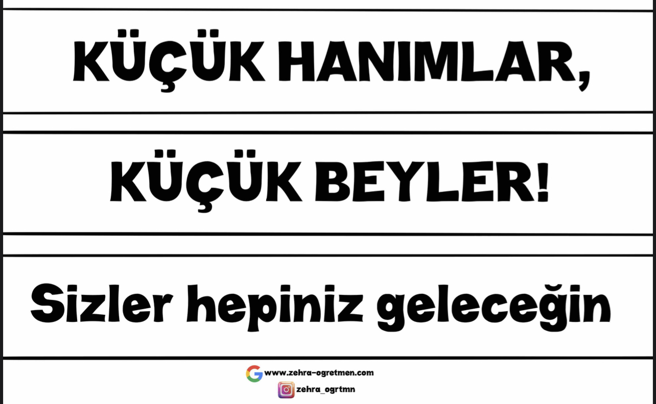 23 Nisan Küçük Hanımlar Küçük Beyler Panosu ( Yazı Şablonu RENKSİZ)