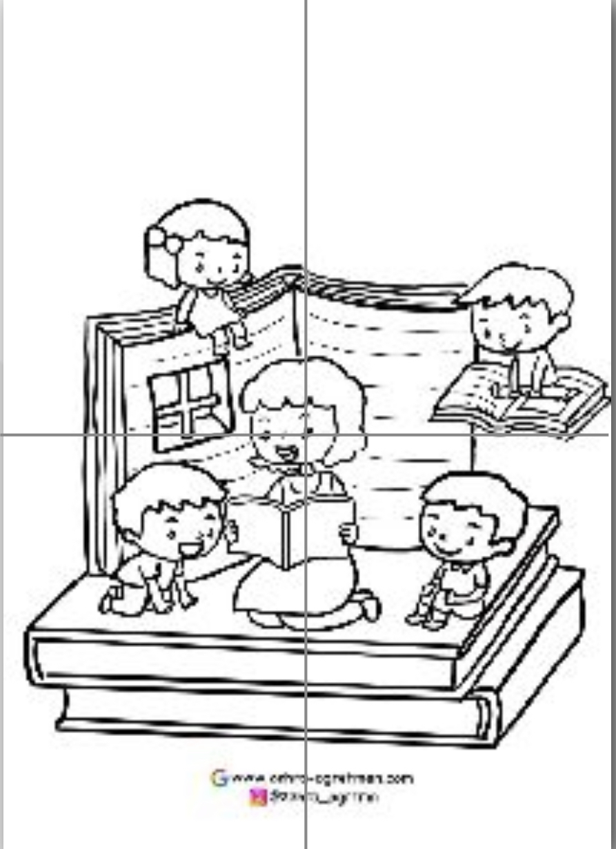 4 A4 Çocuklara Kitap Okuyan Kadın Öğretmen RENKSİZ