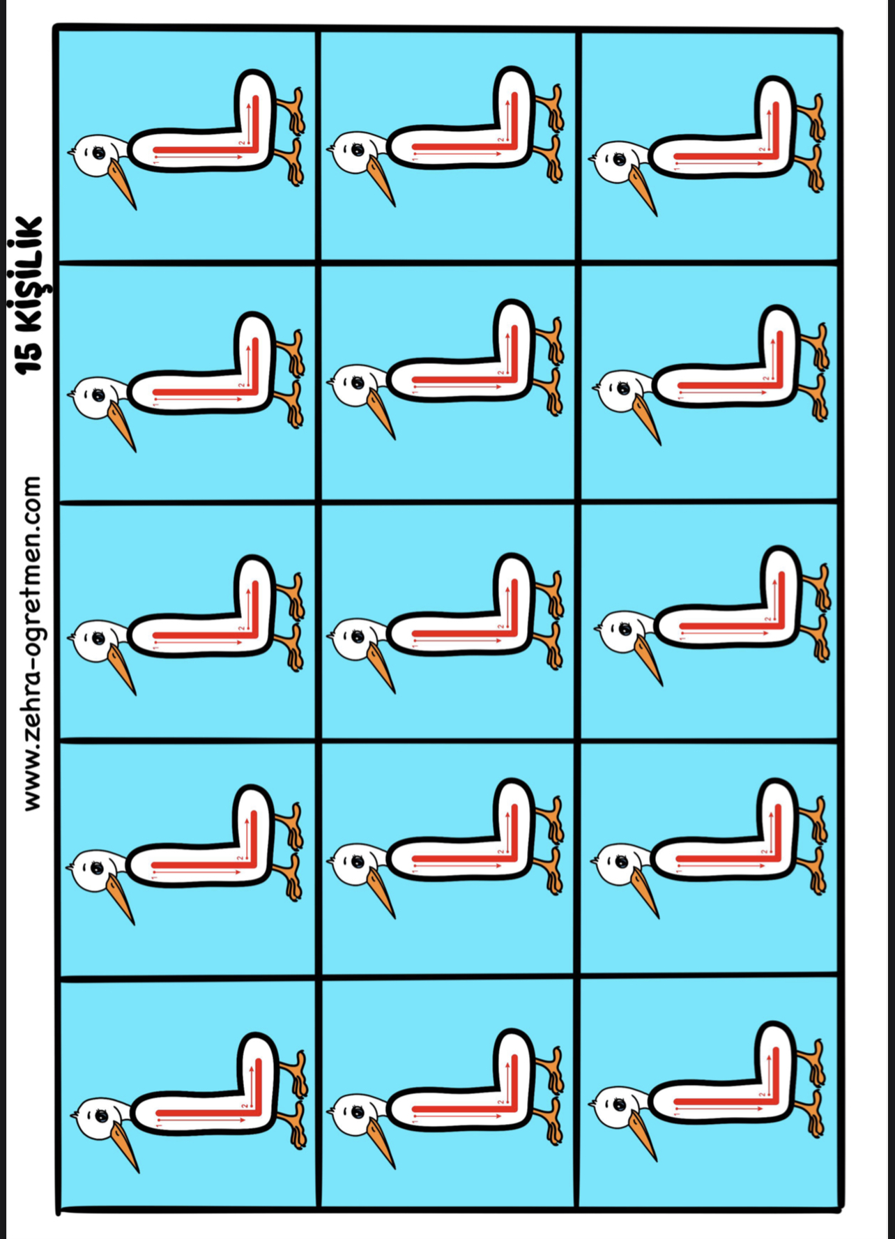 15 24 30 48 Kişilik L sesi Görselleri Deftere Yapıştırmalık ( RENKLİ )