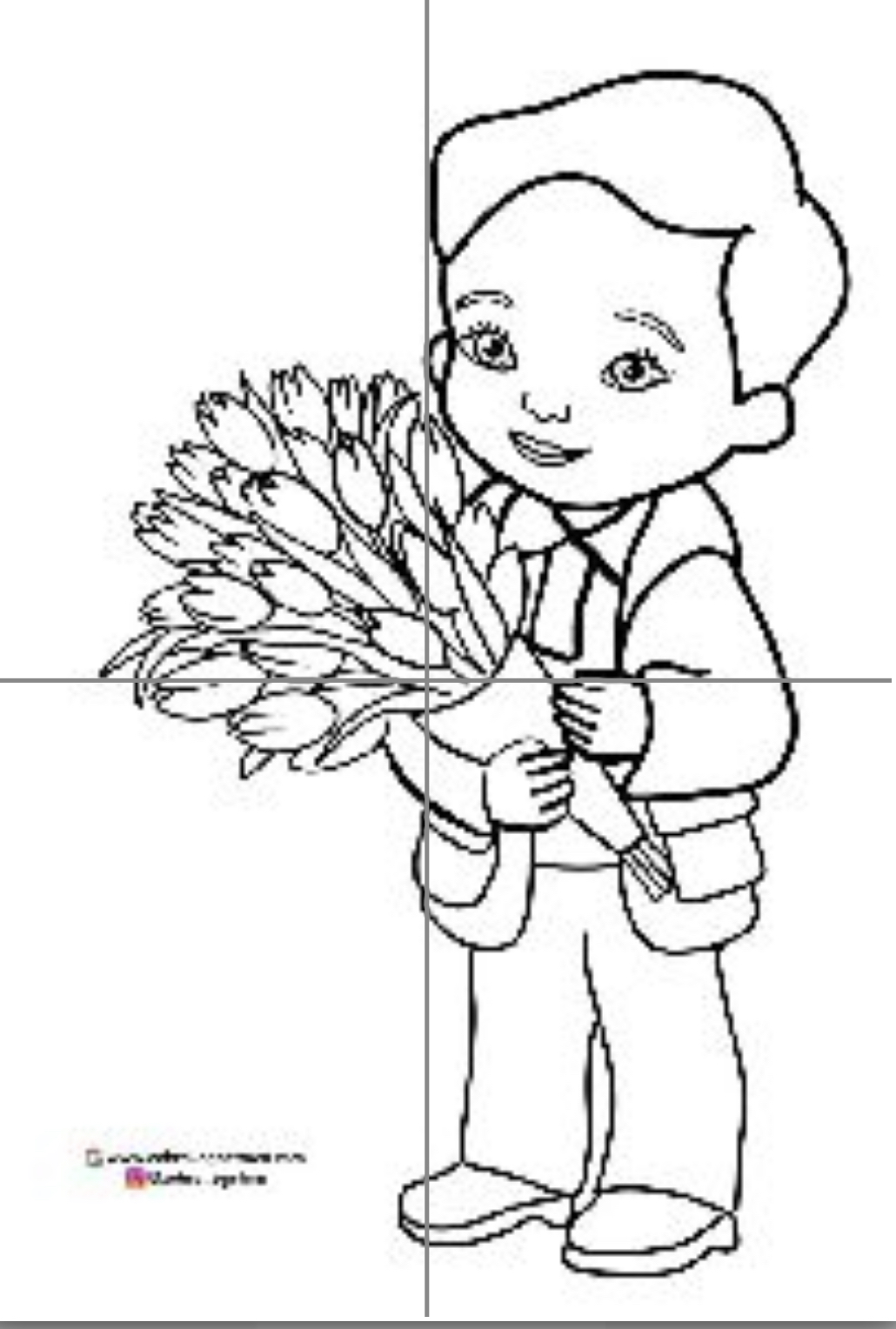 4 A4 Çiçek Tutan Erkek Öğrenci RENKSİZ