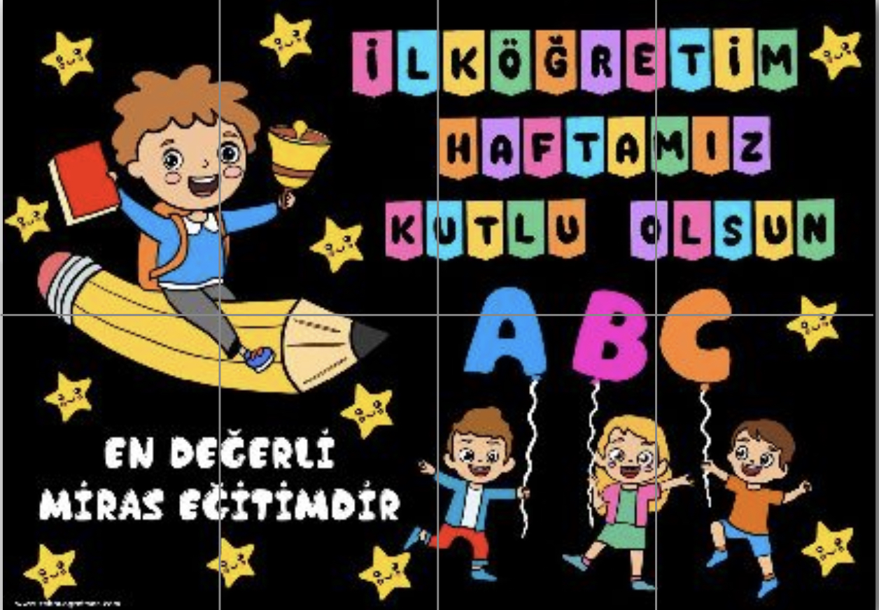 8 A4 İlköğretim Haftası Pano Siyah Arka Plan