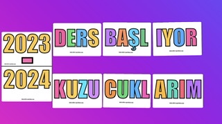 Ders Başlıyor Kuzucuklarım Yazı Şablonu Renkli