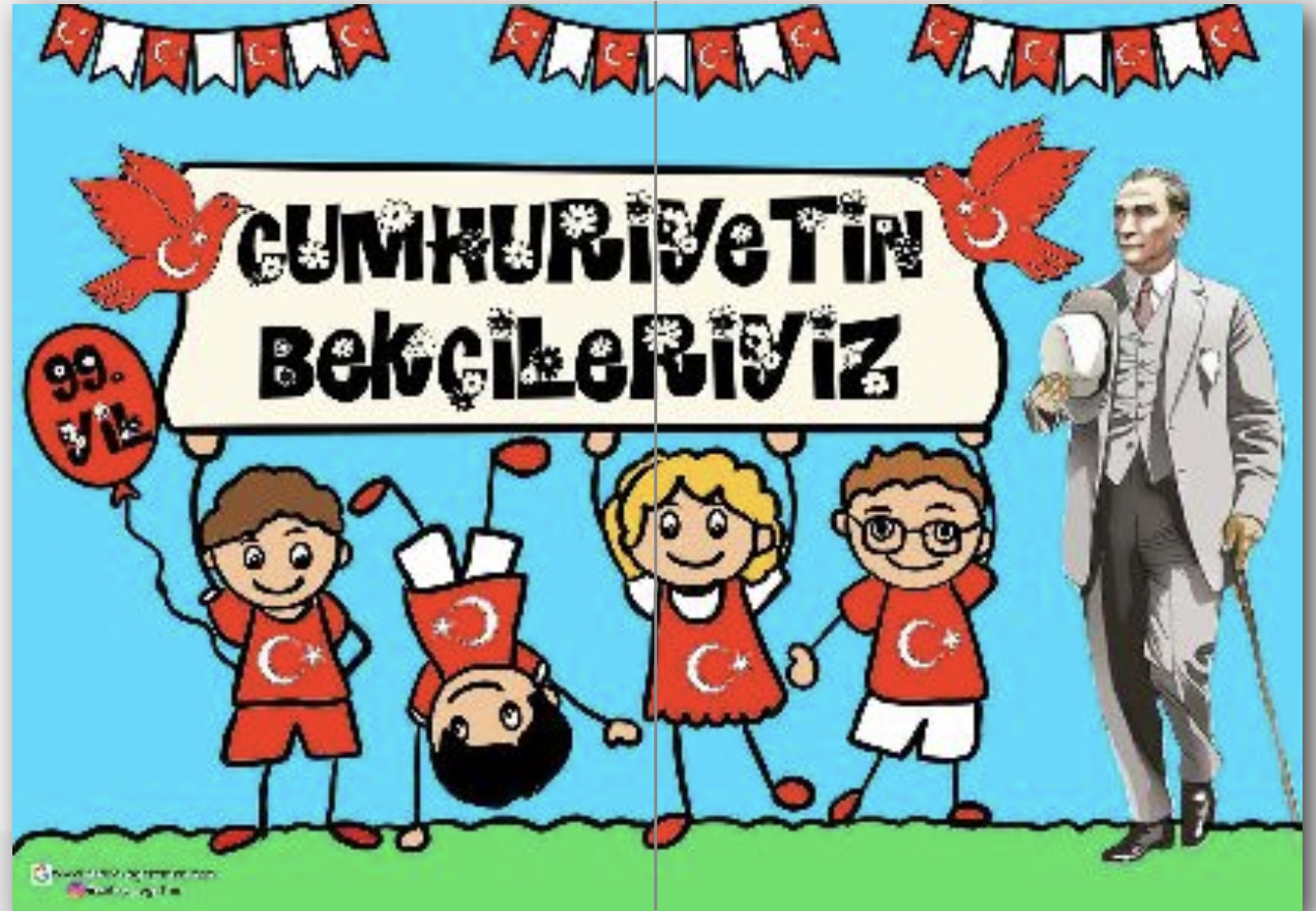 2 A4 RENKLİ Atatürk’lü Cumhuriyetin Bekçileriyiz Panosu