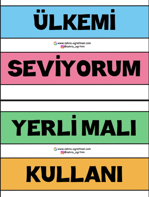 Ülkemi Seviyorum Yerli Malı Kullanıyorum Yazı Şablonu ( Küçük Boy)
