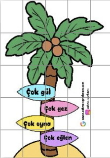 25 A4 Palmiye Ağacı RENKLİ RENKSİZ