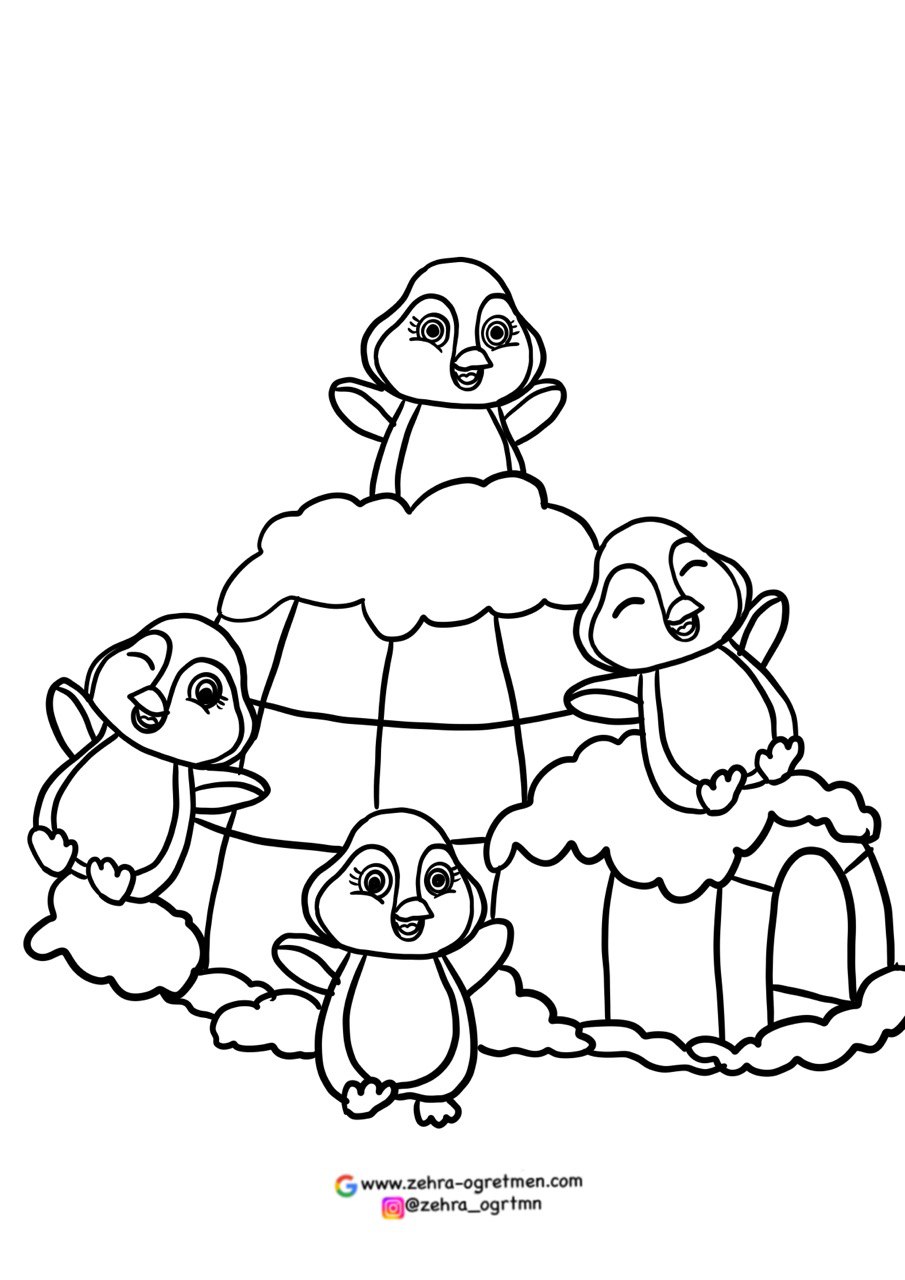 9 A4 Kış Panosu için Penguenler RENKSİZ