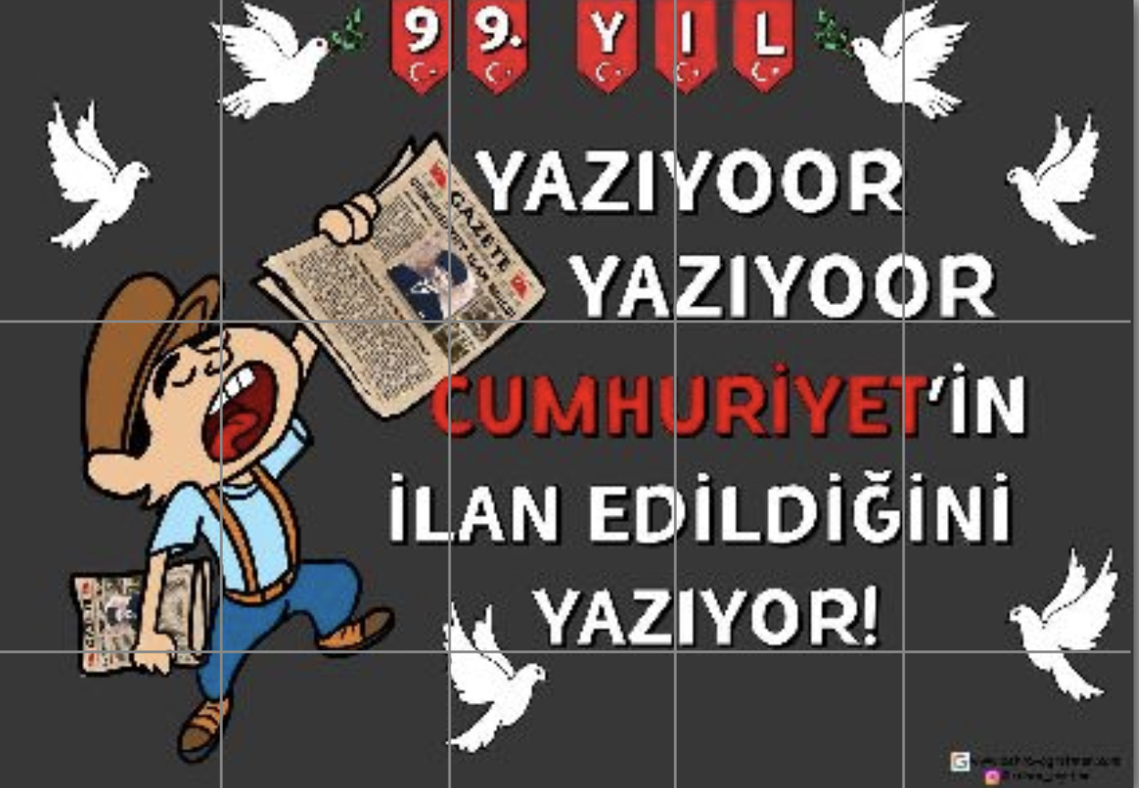 15 A4 RENKLİ Yazıyor Yazıyor Cumhuriyetin İlan Edildiğini Yazıyor