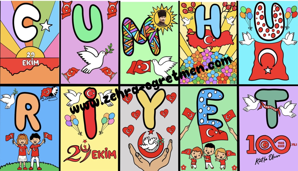 Cumhuriyet Boyama Sayfaları  ( RENKLİ ) 2023