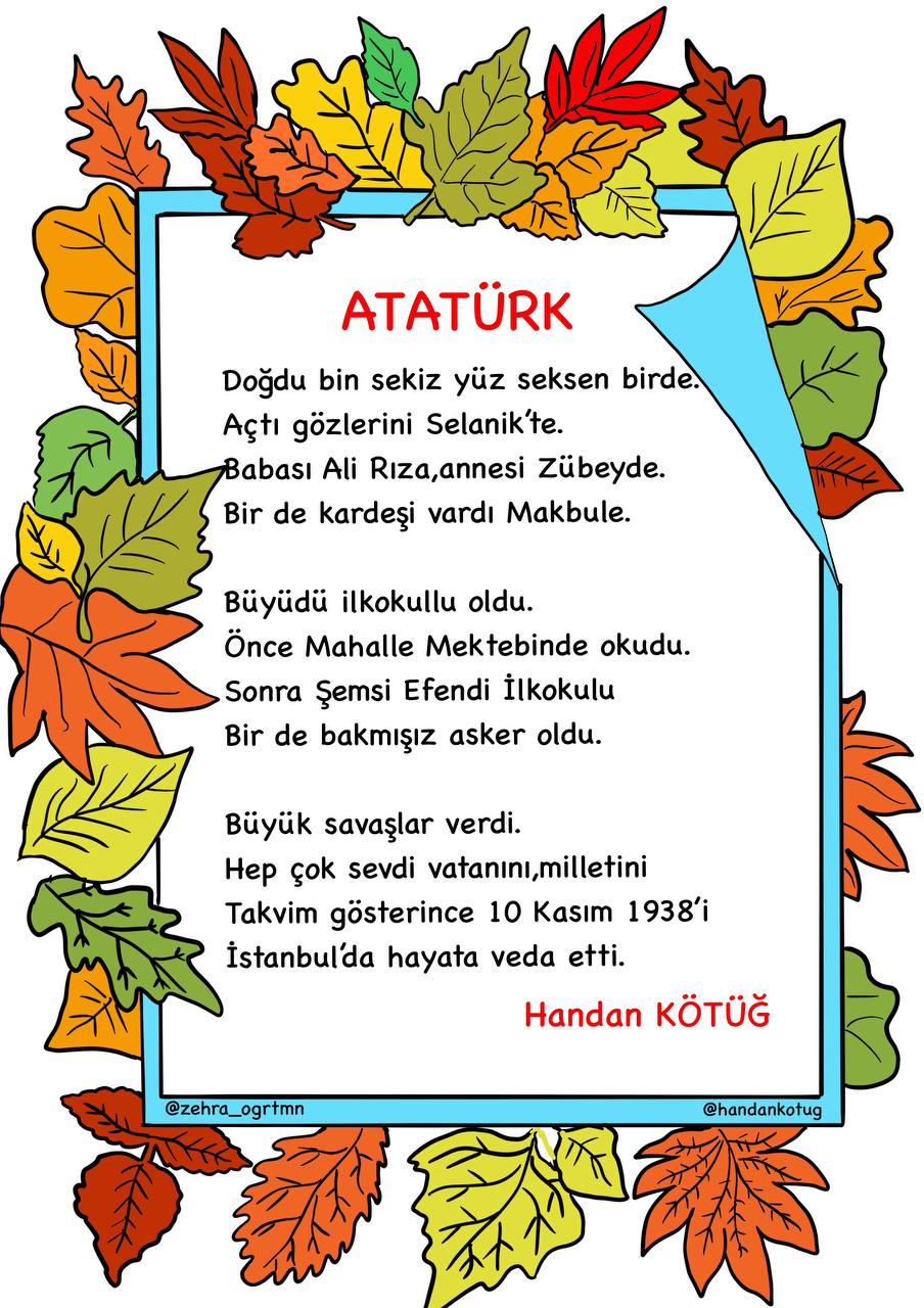 Atatürk Şiiri Boyamalı