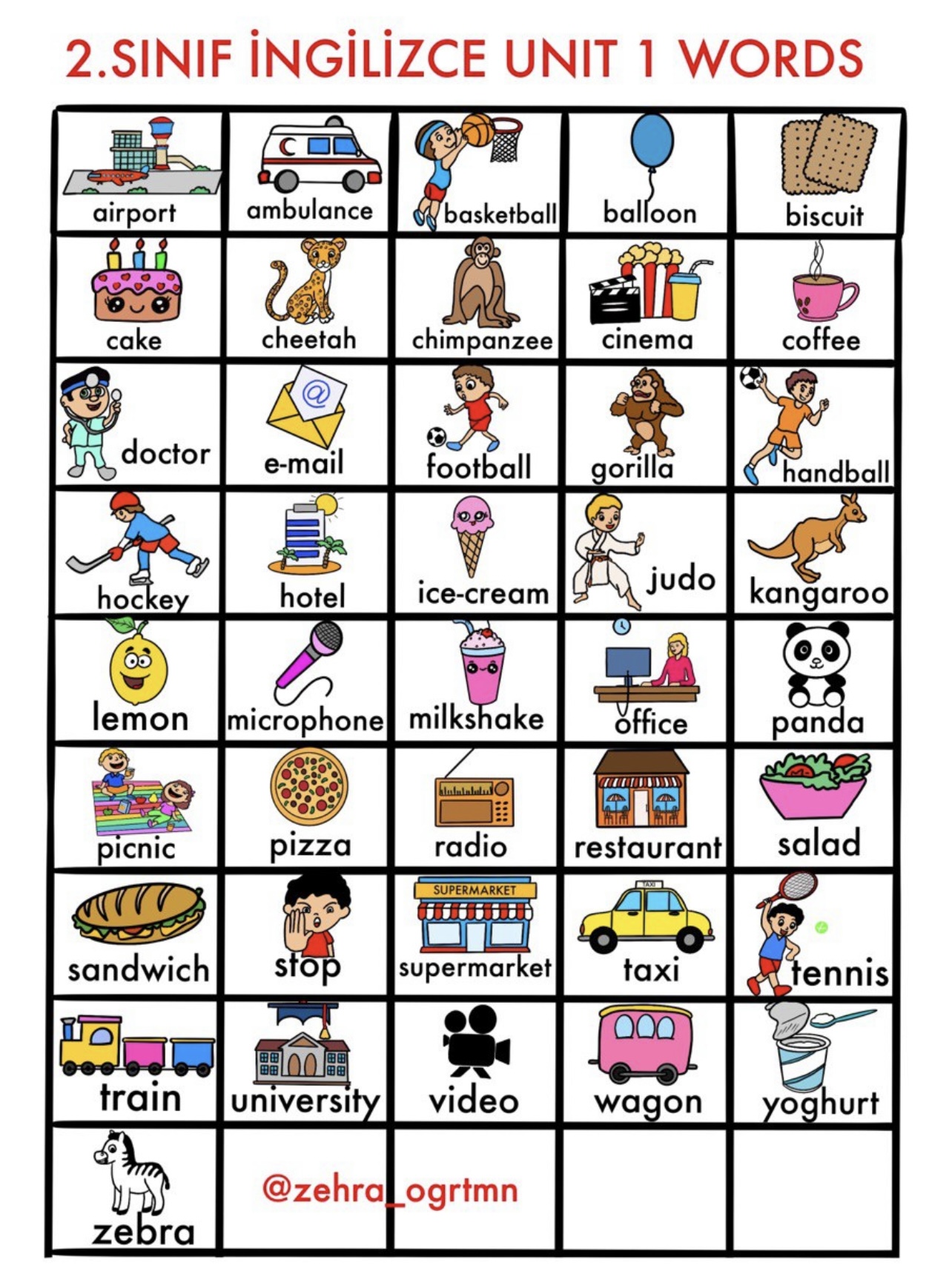 1. Unit Words ( 1. Ünite İngilizce Kelimeler )