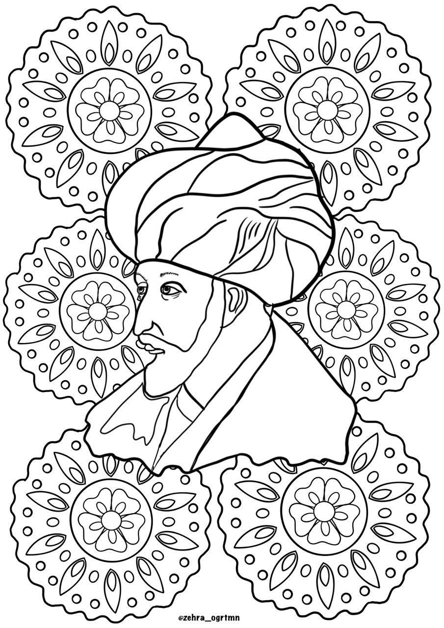 Fatih Sultan Mehmet Mandala Boyama Sayfası