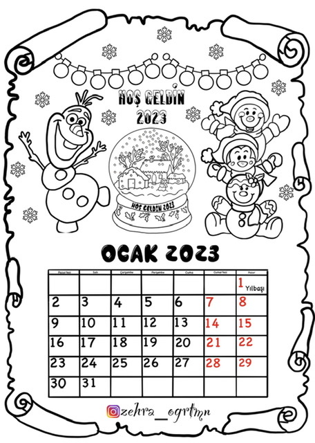 2023 Takvimi BÜYÜK BOY RENKSİZ