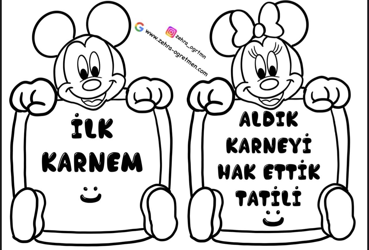 Mickeyli ve Minnieli Karne Günü Pankartları KÜÇÜK BOY RENKSİZ