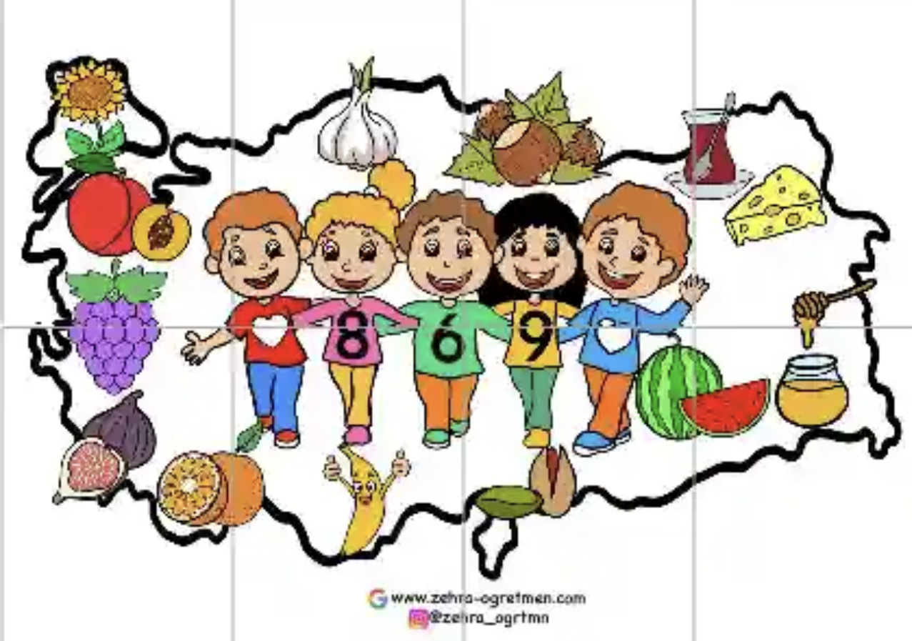 869 Yerli Malı Haritası Beyaz Renk ( 8 A4)