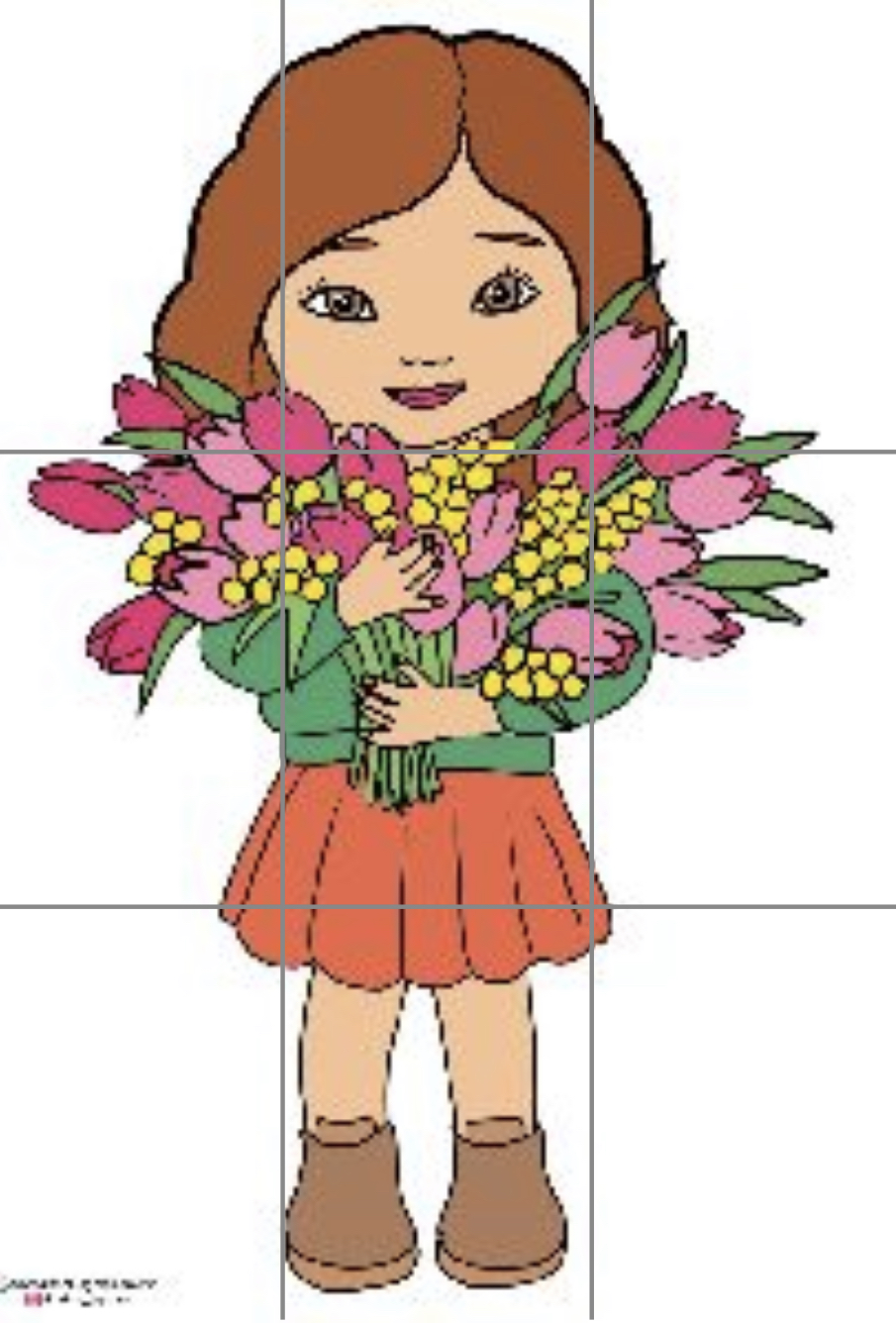 9 A4 Çiçek Tutan Kız Öğrenci RENKLİ