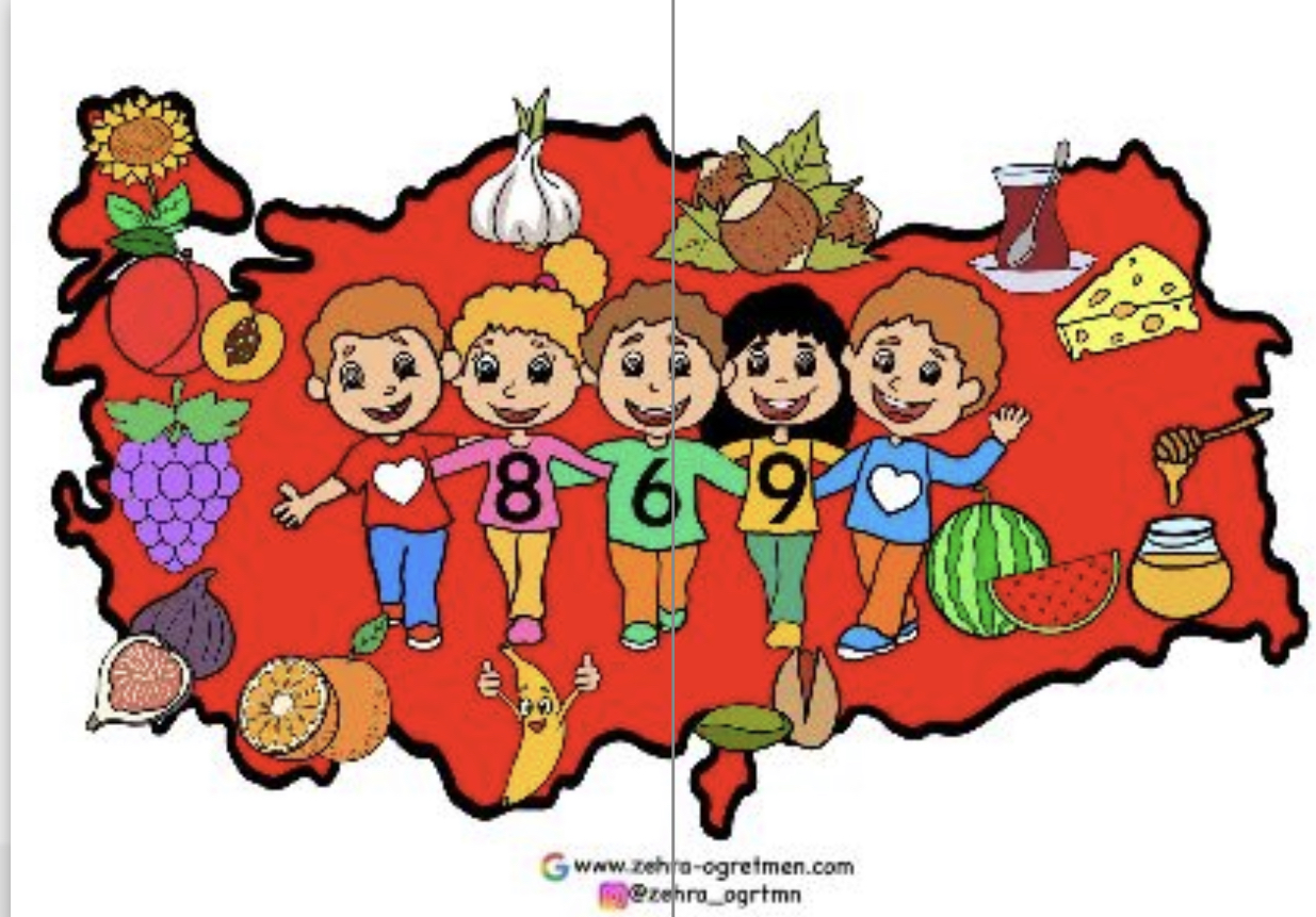 869 Yerli Malı Haritası Kırmızı Renk ( 2 A4)