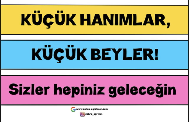 23 Nisan Küçük Hanımlar Küçük Beyler Panosu) Yazı Şablonu RENKLİ