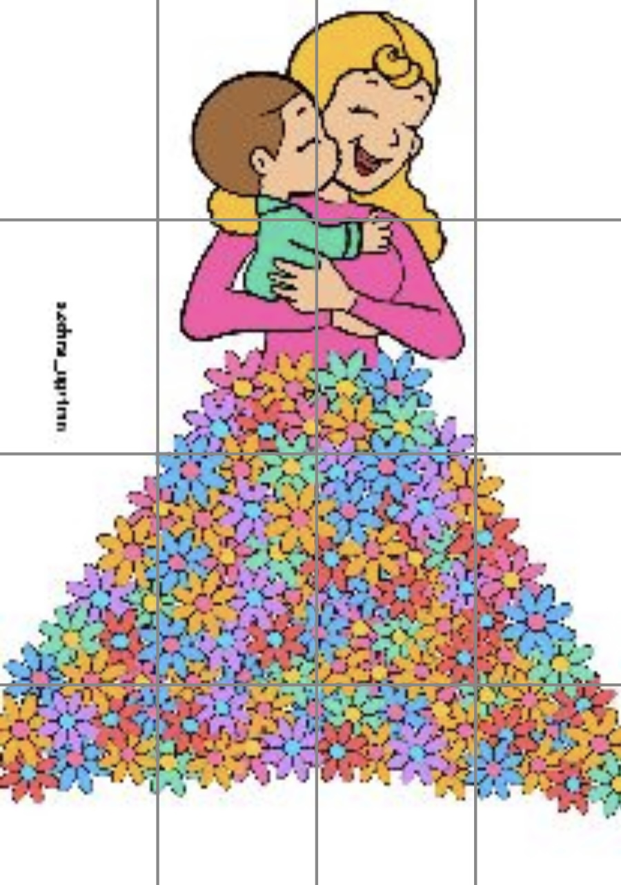 16 A4 Çiçekli Kadın Anneler Günü Renkli