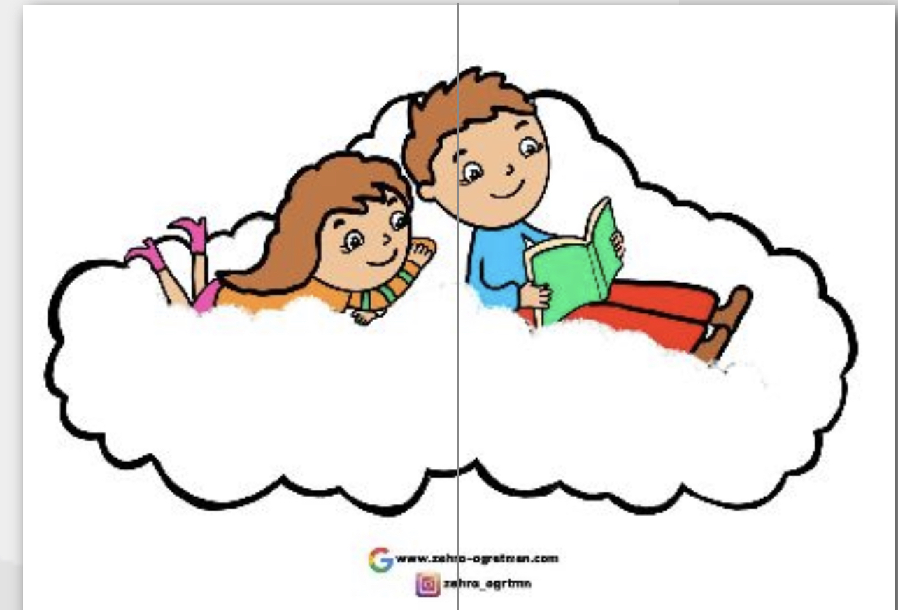 2 A4 Bulut Üstünde Çocuklar RENKLİ