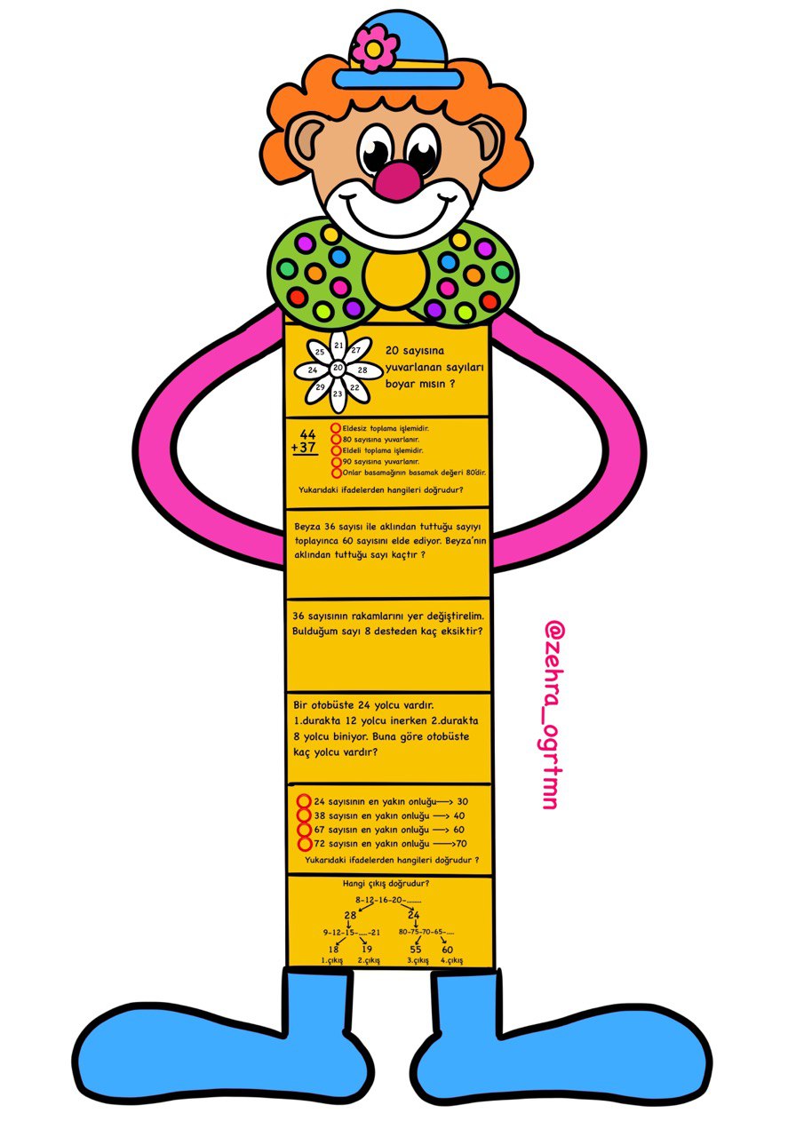 Tatlı Palyaço Matematik Türkçe Genel Tekrar Etkinliği