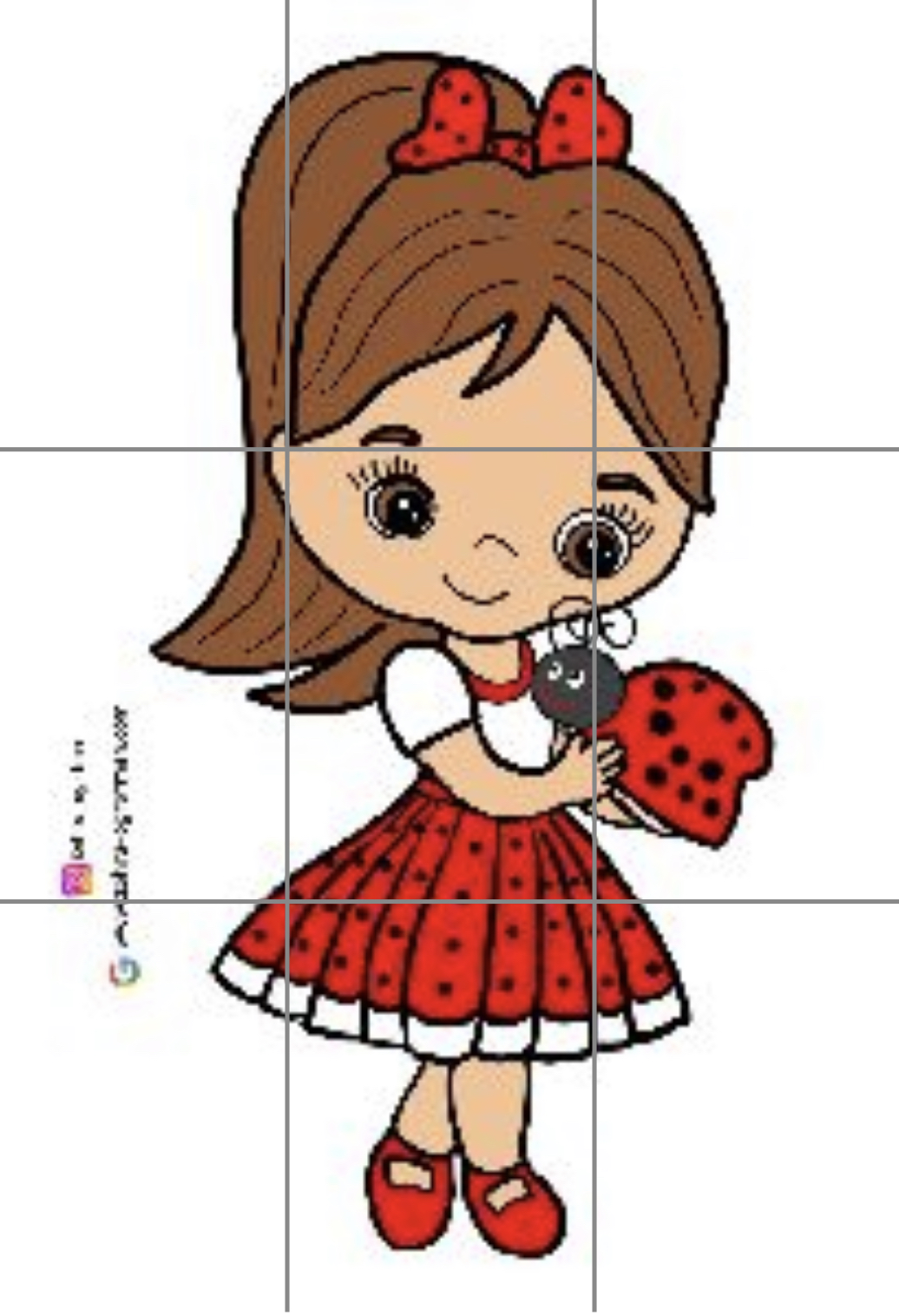 Uğur Böcekli Kız 9 A4 ( RENKLİ RENKSİZ)