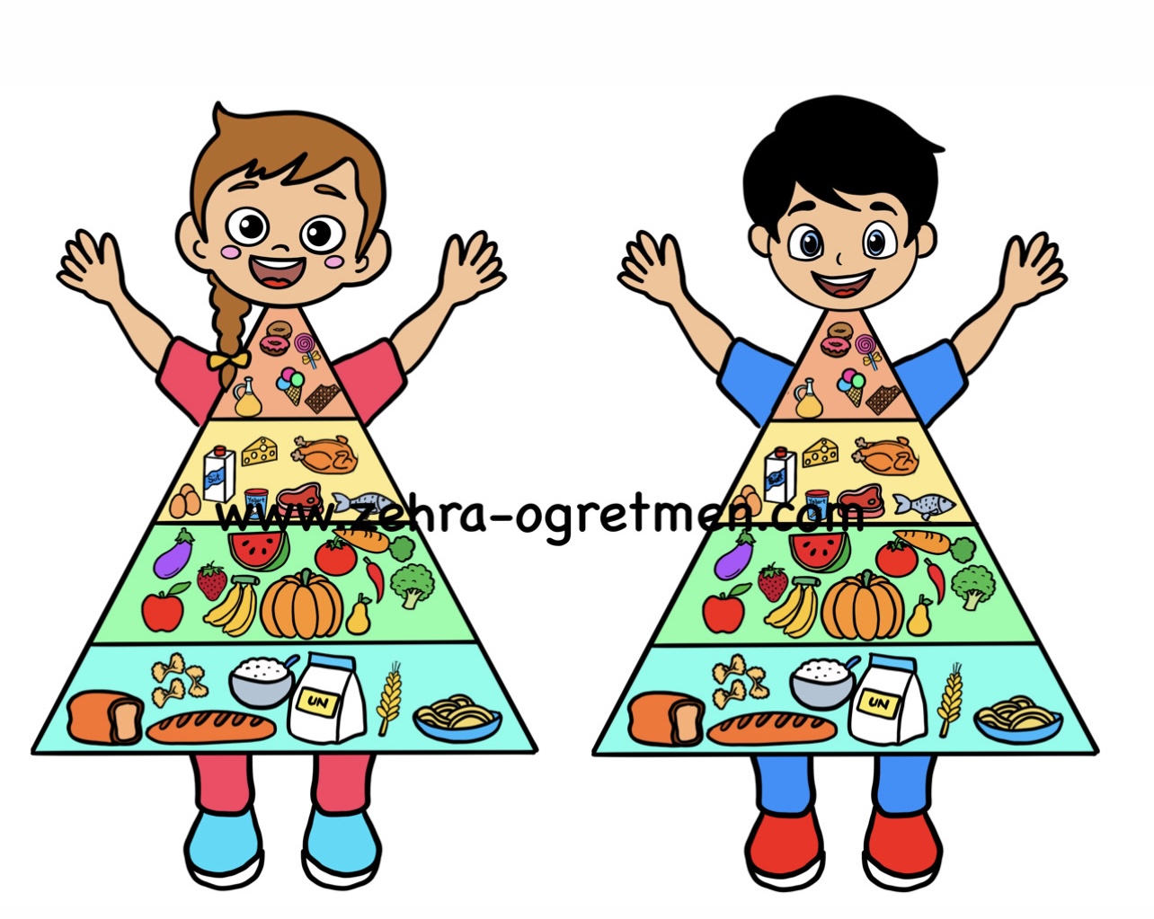 Deftere Yapıştırmalık Renkli Renksiz Besin Piramidi