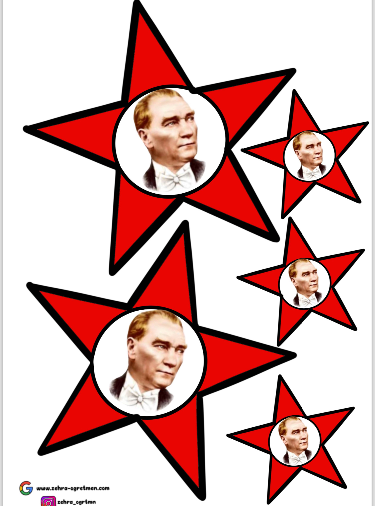 (PANO 1) Atatürk Silüetli Ay Yıldız ve Atatürk’lü Yıldızlar A4