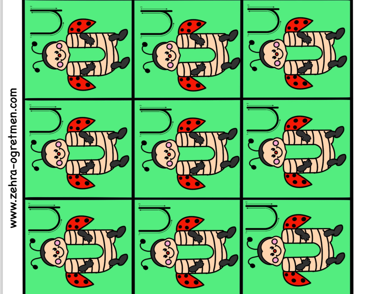 U Sesi Deftere Yapıştırmalık Görseller ( 15 24 30 48 Öğrenci İçin RENKLİ)