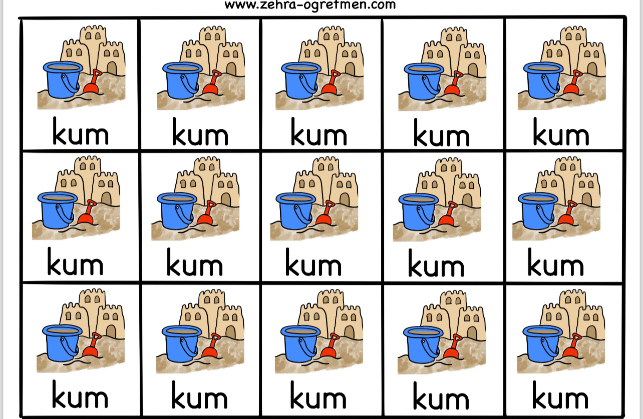 U Sesi Defter Dikte Görselleri (15 Öğrenci İçin RENKLİ )