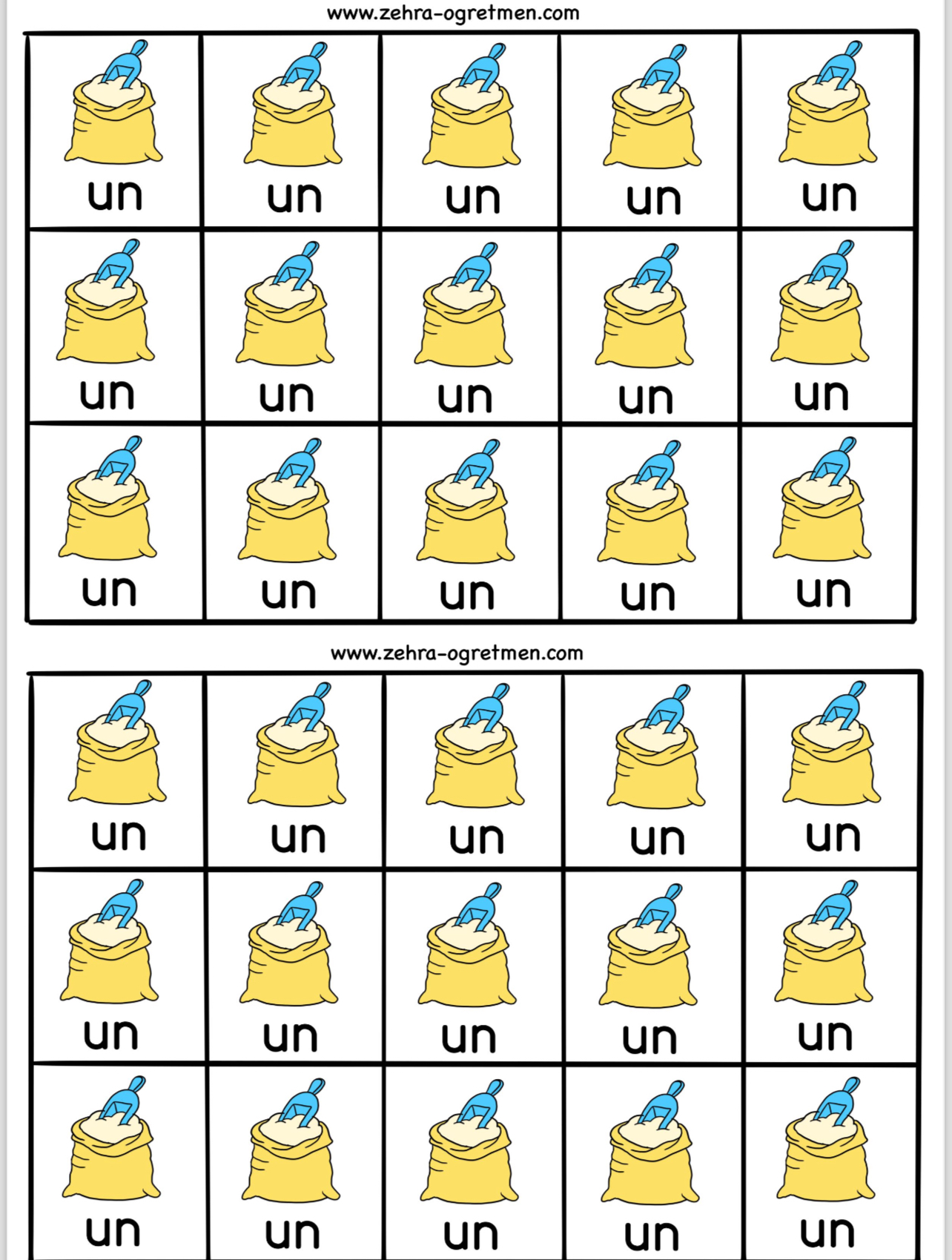 U Sesi Defter Dikte Görselleri ( 30 Öğrenci İçin RENKLİ)