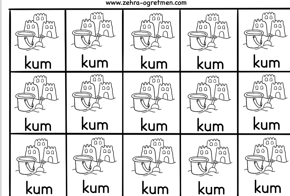 U Sesi Defter Dikte Görselleri (15 Öğrenci İçin RENKSİZ)