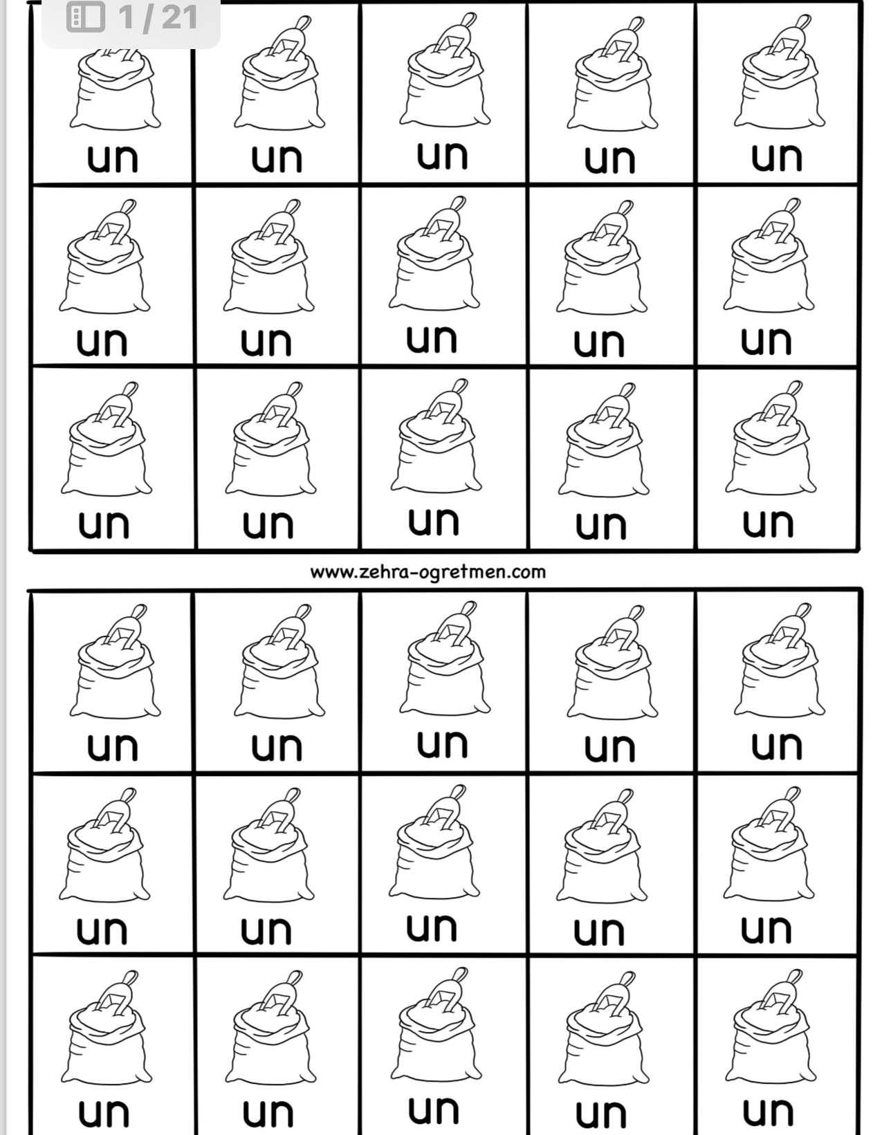 U Sesi Defter Dikte Görselleri ( 30 Öğrenci İçin RENKSİZ)