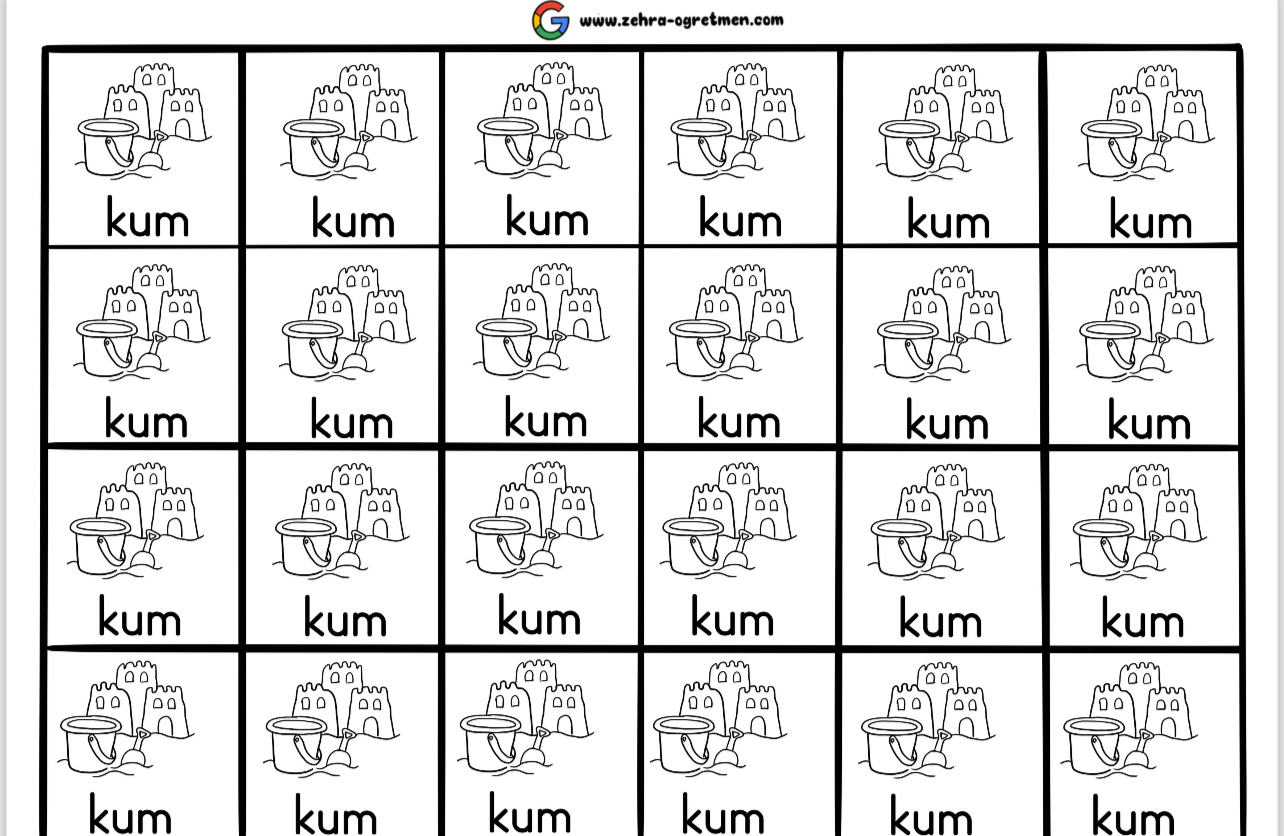 U Sesi Defter Dikte Görselleri (24 Öğrenci İçin RENKSİZ)