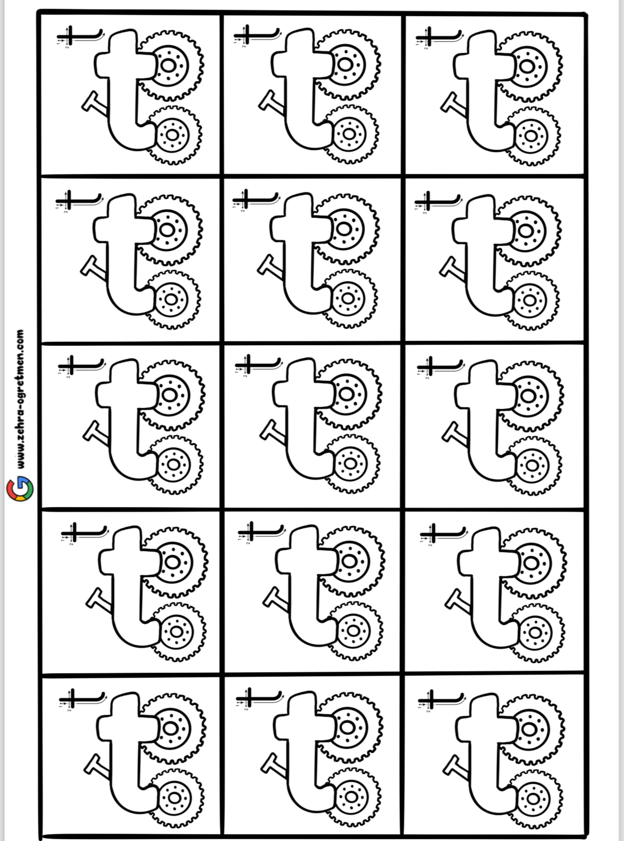 T Sesi Deftere Yapıştırmalık Görseller RENKSİZ Tilki Traktör ( 15 24 30 48 Öğrenci İçin )