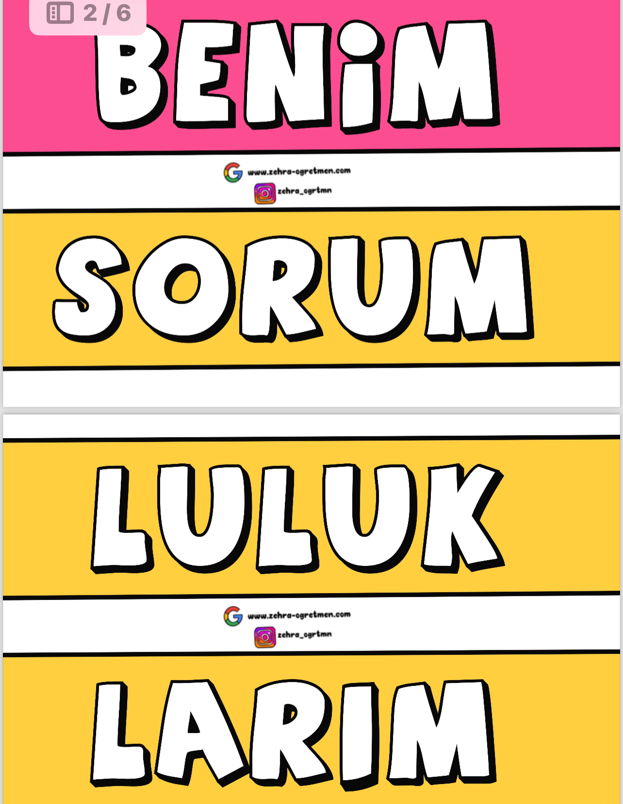 Benim Sorumluklarım Var Pano Yazısı 1