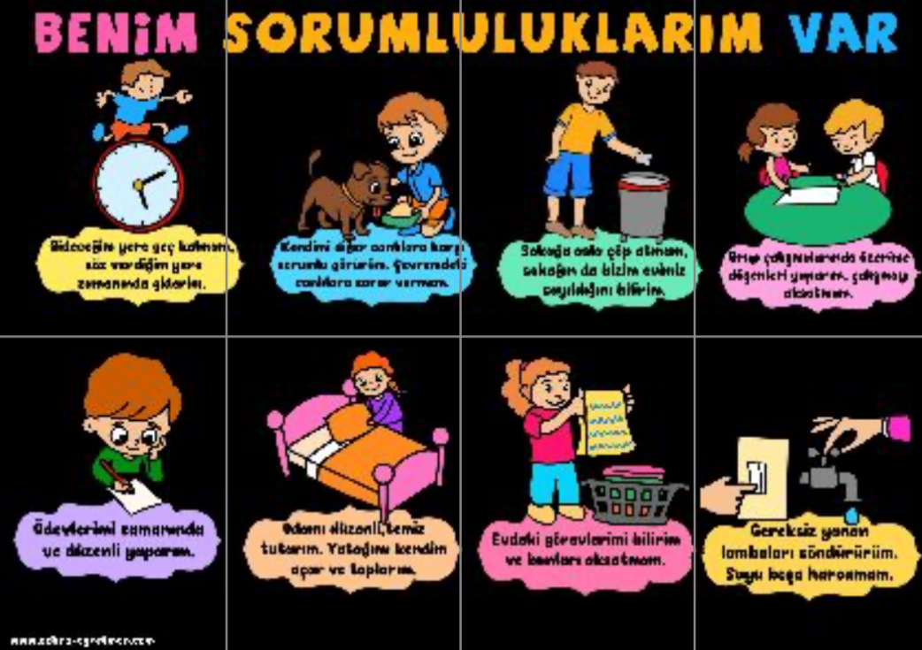 8 A4 Sorumluluk Panosu Siyah Arka Planlı