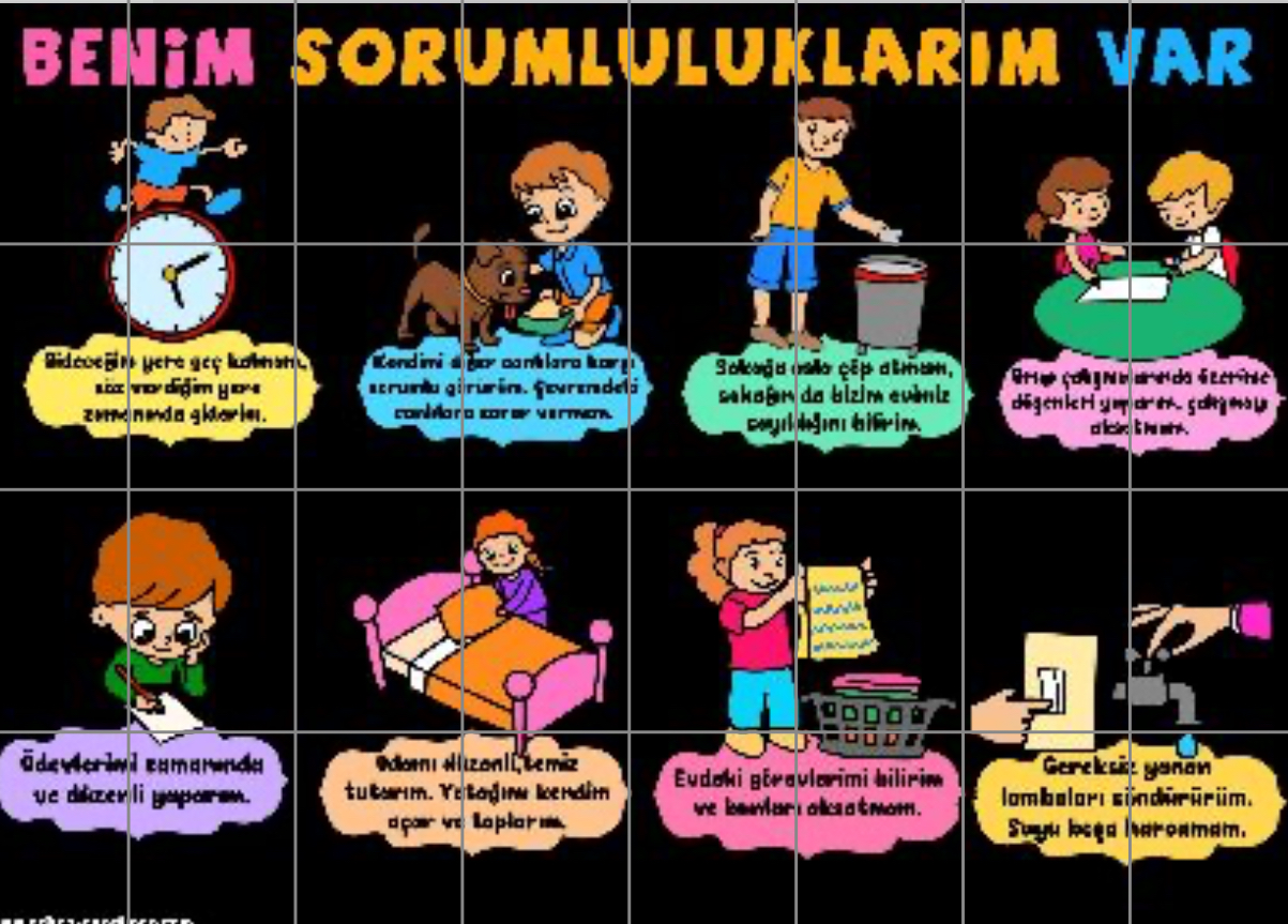 32 A4 Sorumluluk Panosu Siyah Arka Planlı