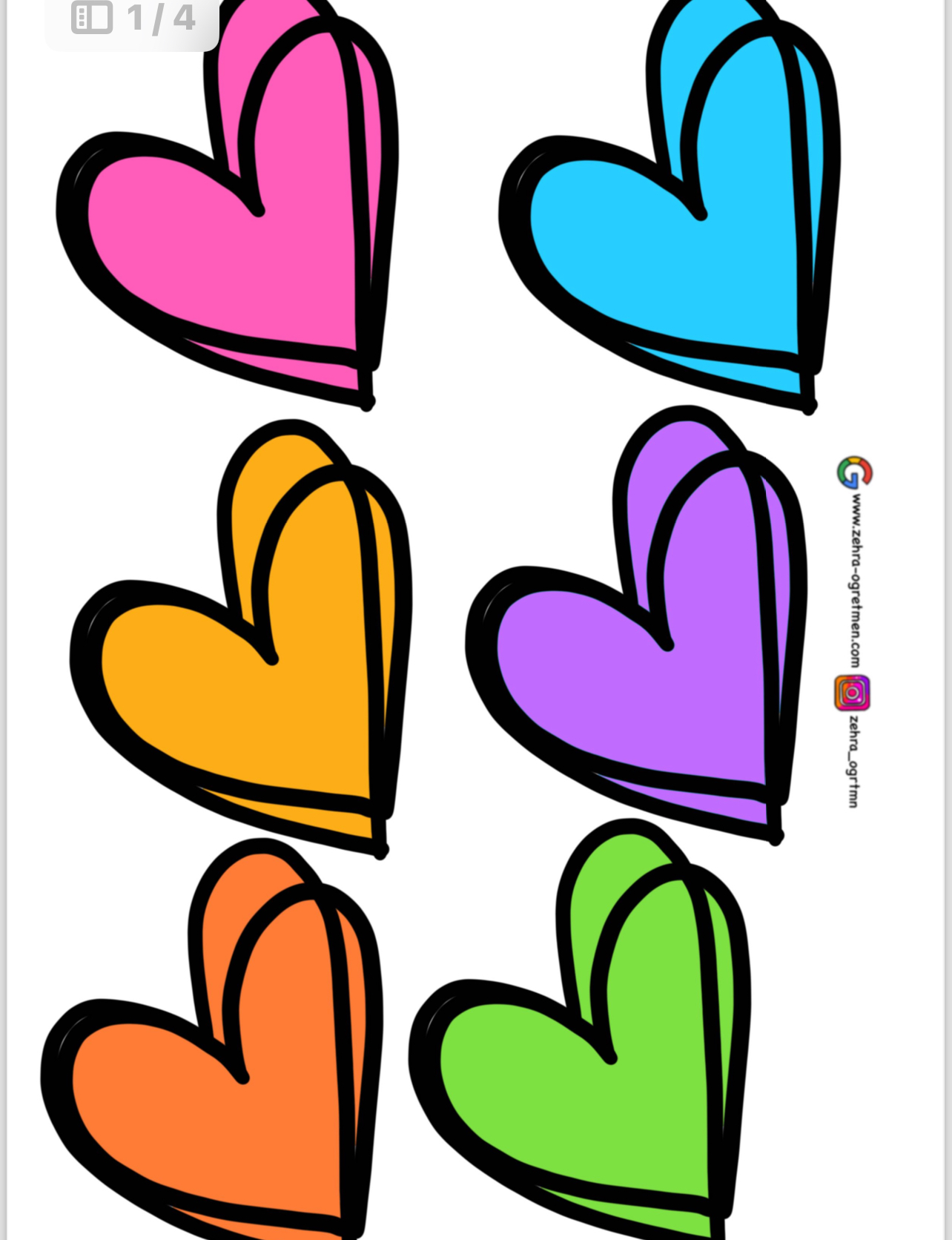 ( PANO 3) RENKLİ KALPLER