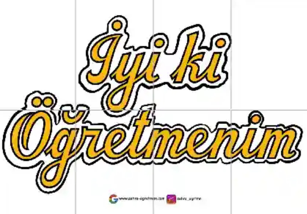 ( PANO 5) Güllü Pano İyi ki Öğretmenim Yazı Şablonu 8A4 RENKLİ