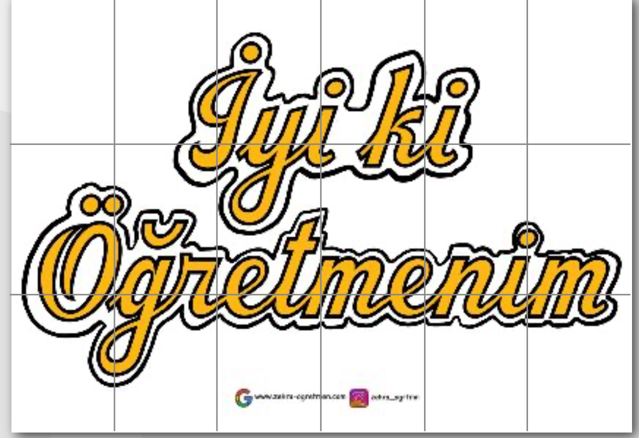 ( PANO 5) Güllü Pano İyi ki Öğretmenim Yazı Şablonu 18A4 RENKLİ