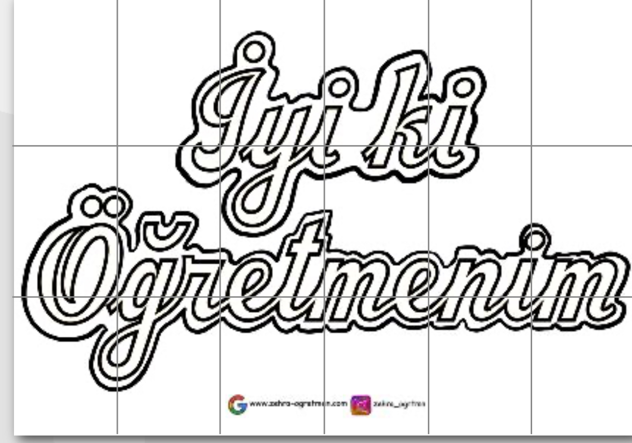 ( PANO 5) Güllü Pano İyi ki Öğretmenim Yazı Şablonu 18 A4 RENKSİZ