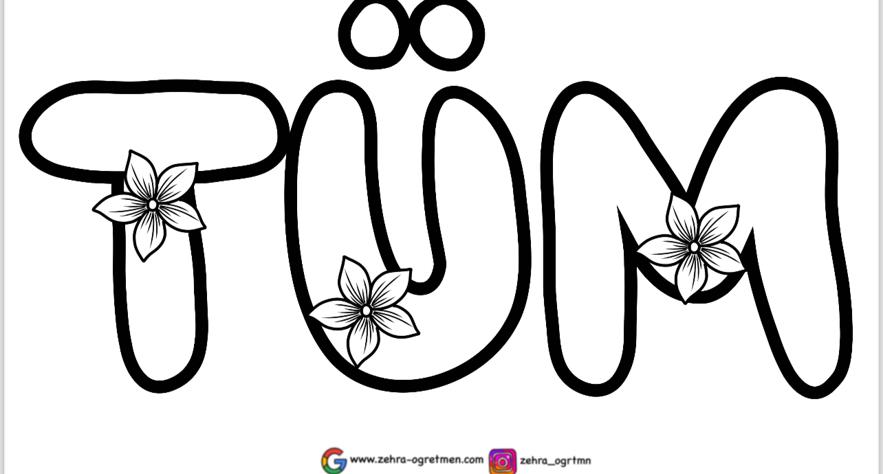 ( PANO 6) Tüm Çiçekler Sana Öğretmenim Yazı Şablonu RENKSİZ