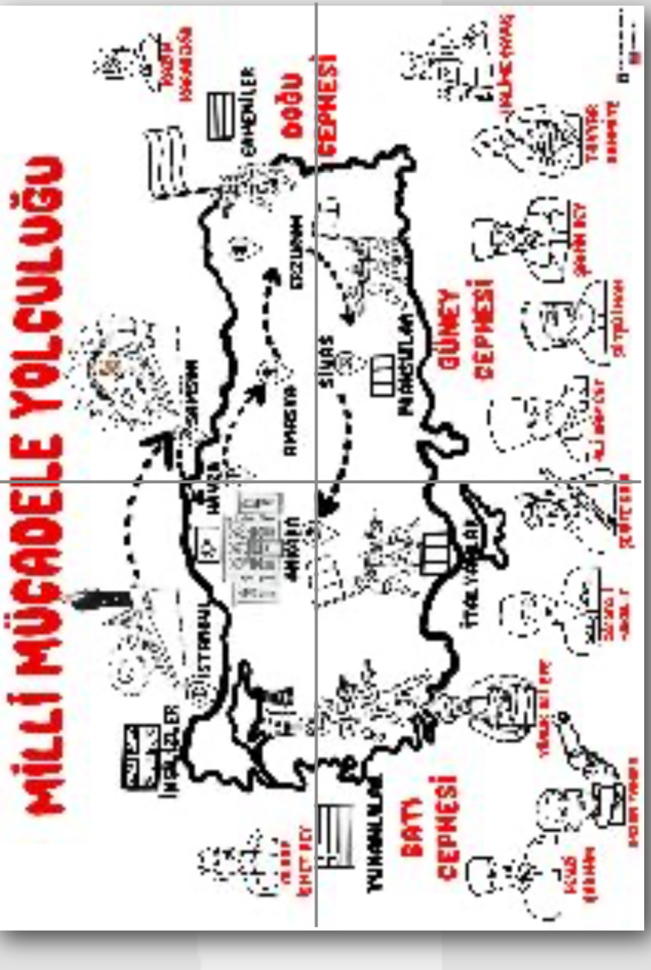 Milli Mücadele Haritası 4A4 RENKSİZ