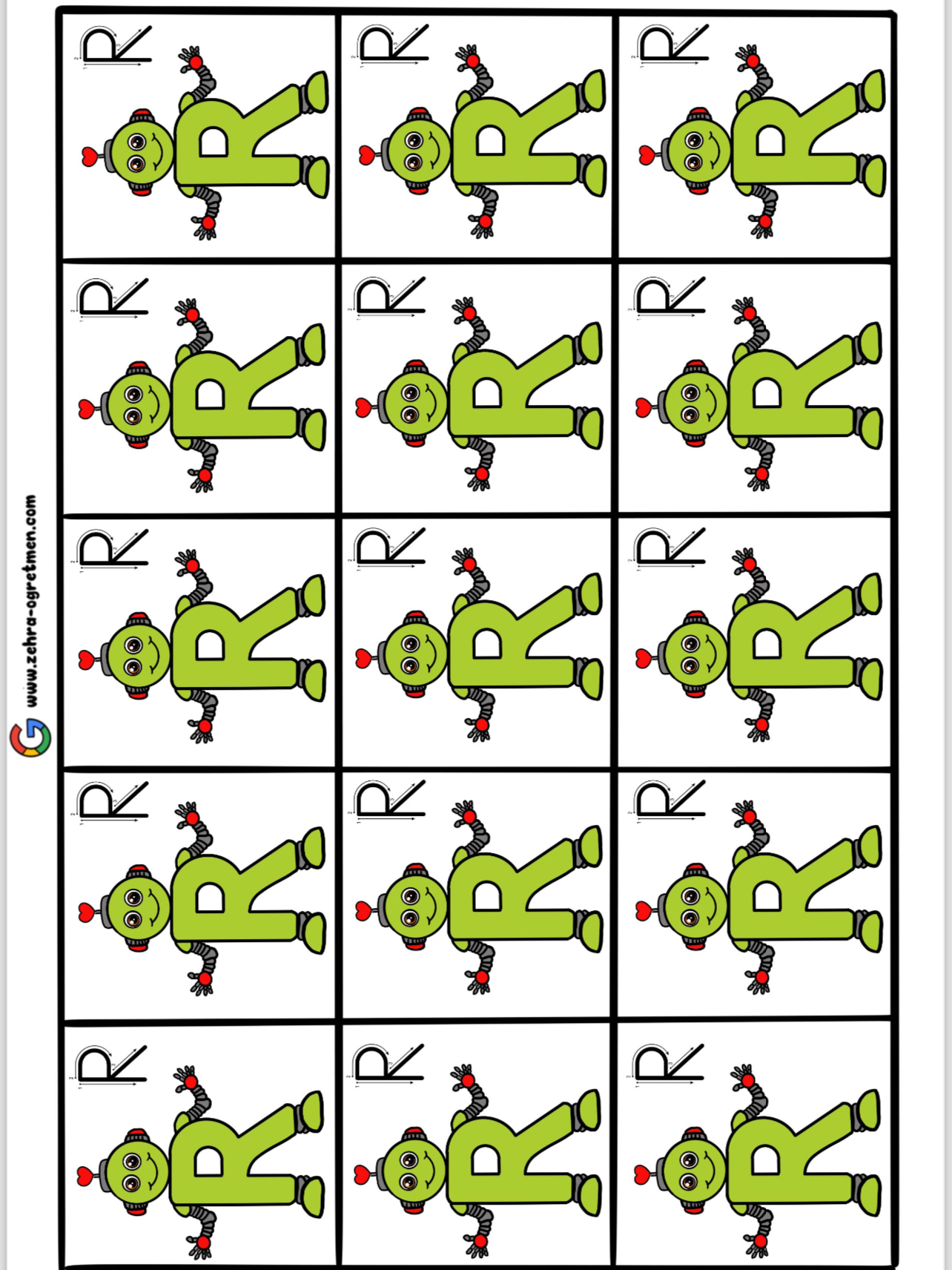 R Sesi Deftere Yapıştırmalık Görseller ( 15 24 30 48 Öğrenci İçin ) RENKLİ