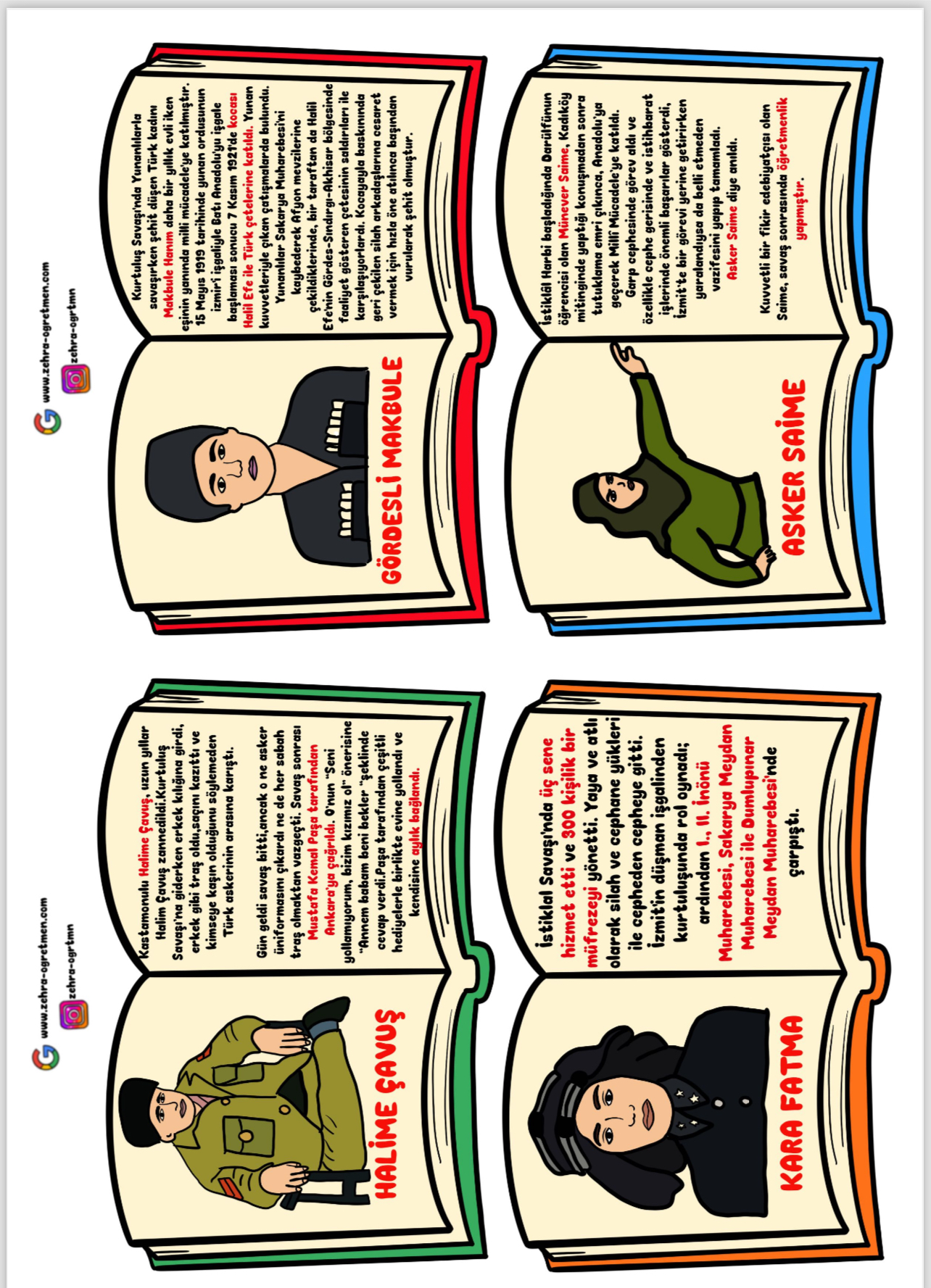 Milli Mücadele Kahramanlarımız Küçük Boy RENKLİ RENKSİZ