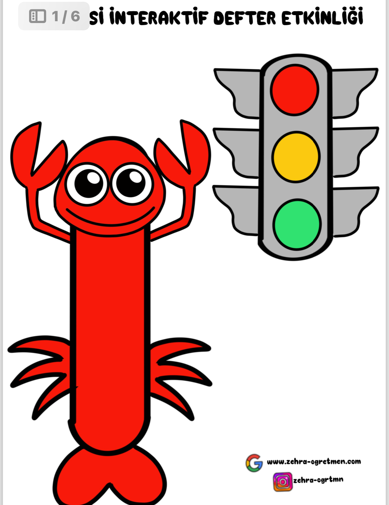 I Sesi İnteraktif Defter Etkinliği ( Istakoz ve Işık )