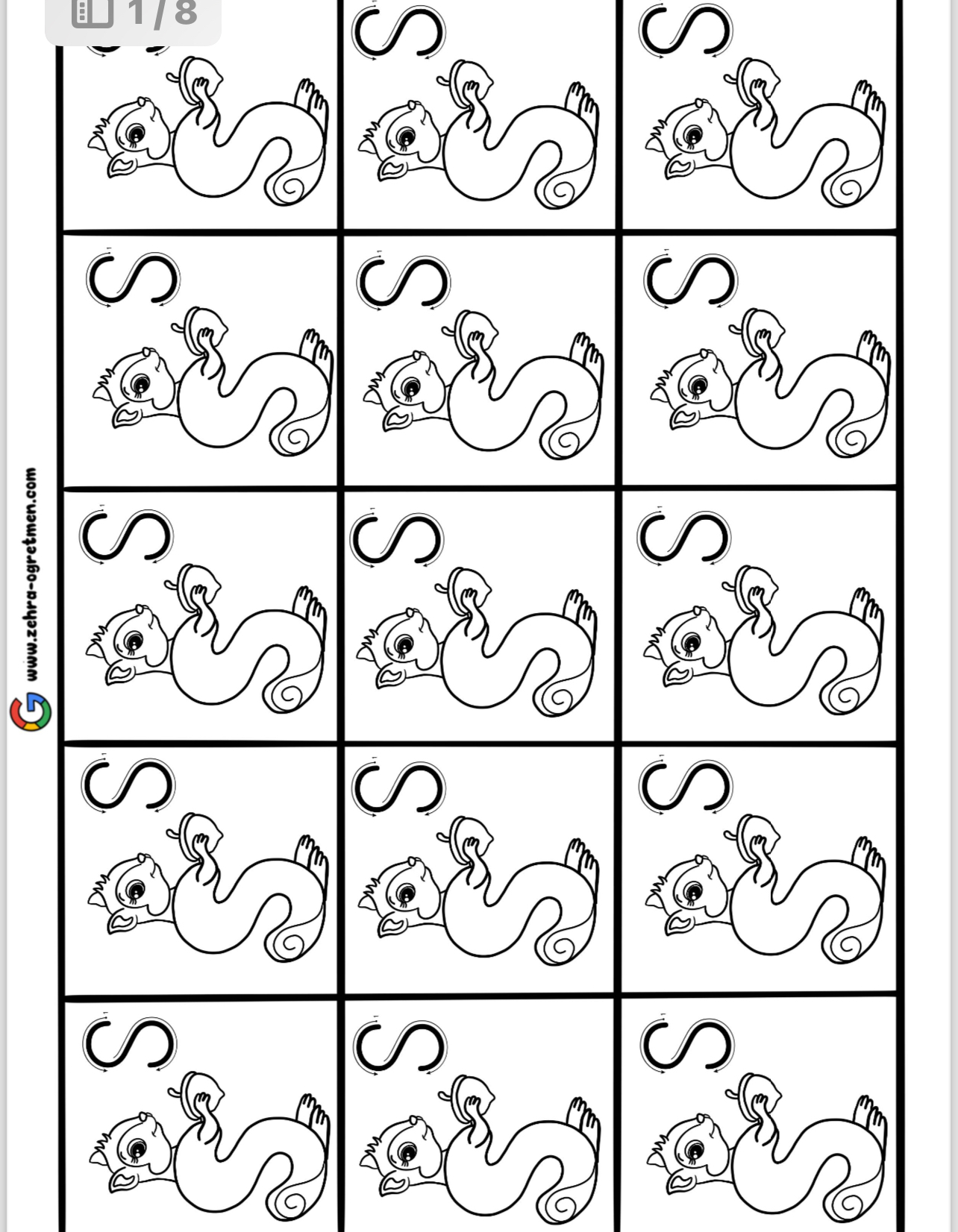 S Sesi Deftere Yapıştırmalık Görseller Solucan ve Sincap ( 15 24 30 48 Öğrenci İçin ) RENKSİZ