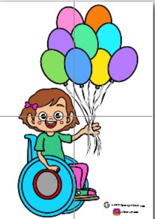 4 A4 Tekerlekli Sandalyede Çocuk RENKLİ