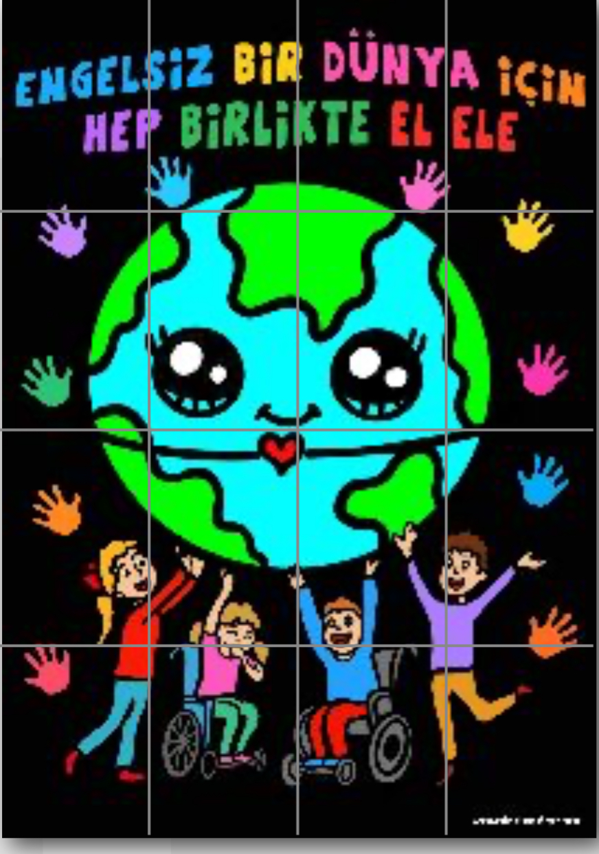 Engelsiz Bir Dünya İçin Hep Birlikte El Ele 16 A4 RENKLİ